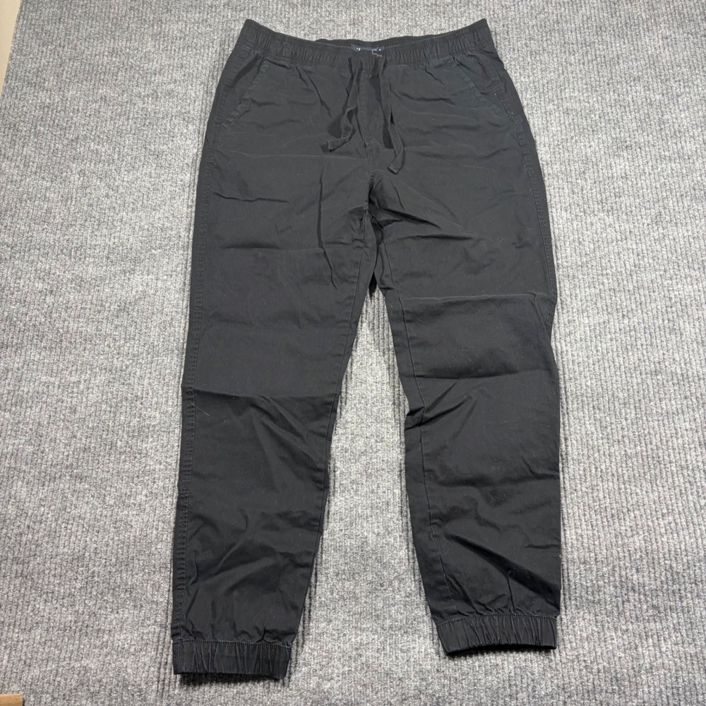 Aeropostale Joggers Men's M Black Stretch Pants Drawstring Elastic Waist Casual